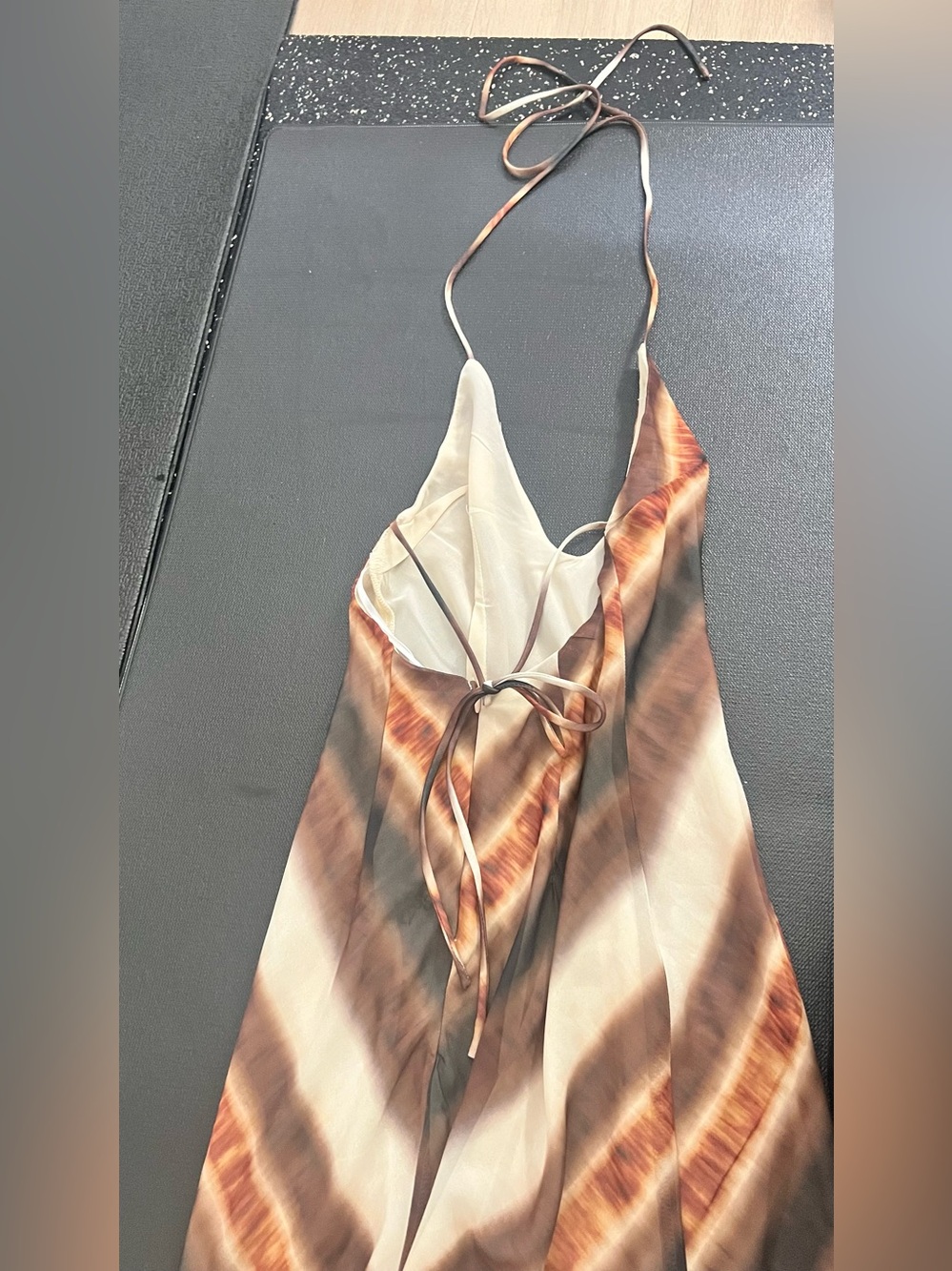 Princess Polly Brown & Cream Striped Halter Maxi Dress